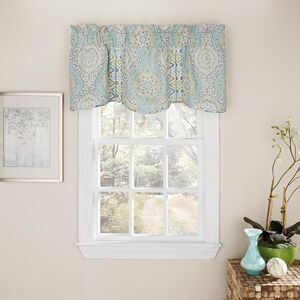 Waverly Moonlight Medallion Window Valance 18x52" Celestial Blue w/Silver Accent